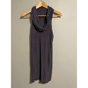 Warrior Within Designs Womens Mini Dress Small Navy Striped Cowl Neck Lagenlook